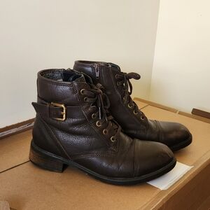 Clarks dark brown leather combat boots autumn
